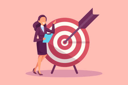 Vector of a successful businesswoman hitting the targetのイラスト素材