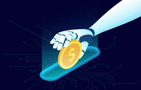 Online financial money management using modern technology and artificial intelligence conceptのイラスト素材