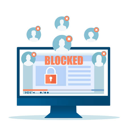 Vector of a desktop with blocked access to a website to multiple usersのイラスト素材