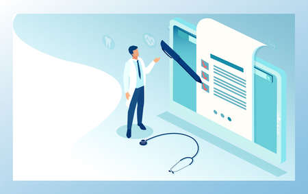 Health Insurance application and family doctor check up conceptのイラスト素材
