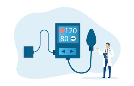 Vector of a male doctor advising on normal parameters of blood pressureのイラスト素材