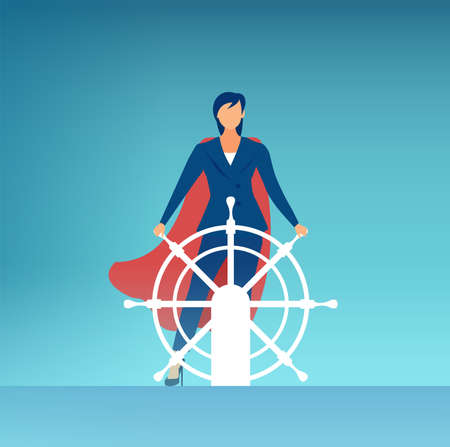 Vector of a super hero businesswoman as a captain leader of the companyのイラスト素材