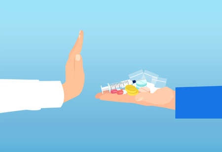 Vector of a young man rejects drugs when being offeredのイラスト素材
