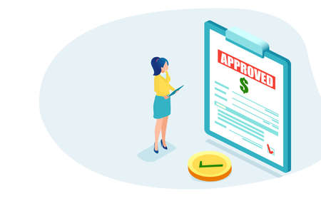 Vector of a woman being approved for a loanのイラスト素材