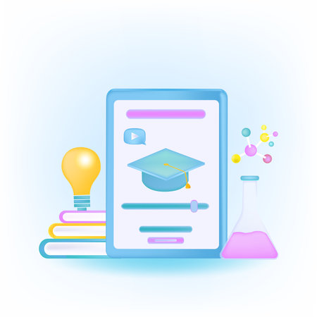 Mobile learning, e-learning and online education conceptのイラスト素材