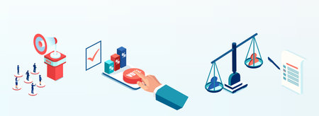 Isometric vector election, voting candidate selection conceptのイラスト素材