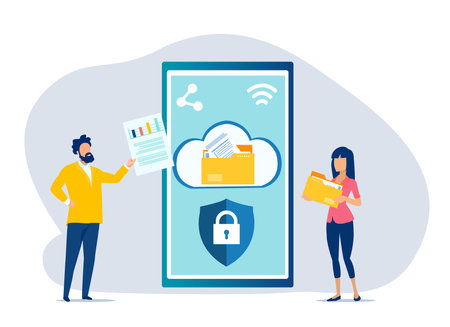 Business technology and mobile cloud service conceptのイラスト素材