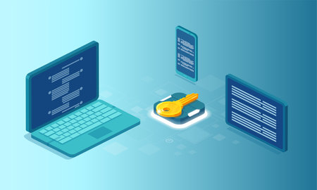 Cyber internet network security concept. Isometric vectorのイラスト素材