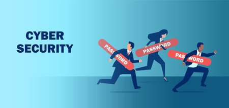 Cyber security threat in business and personal data protection conceptのイラスト素材