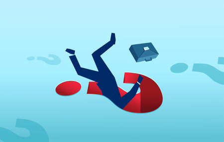 Vector of a businessman falling into a question mark trapのイラスト素材