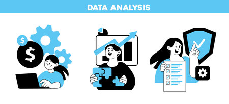 Data analysis, online business management and marketing conceptのイラスト素材