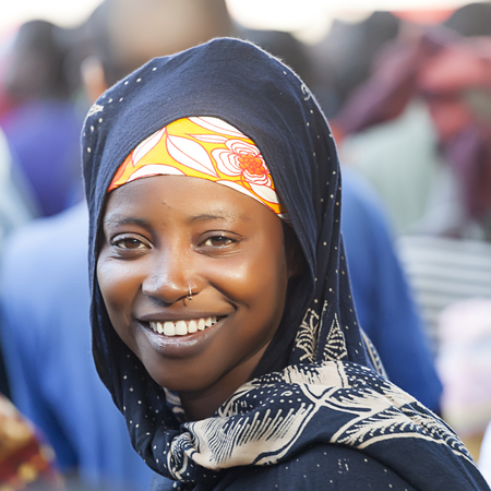 Nampula, Mozambique - October 11, 2014: Young macua girl and first time voter attending a Frelimo rally for the Presidential and Parlamentary elections.のeditorial素材