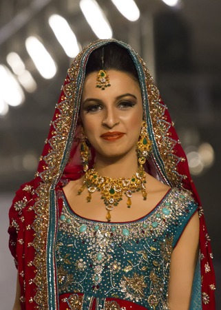 Lahore, Pakistan - April 4, 2013:  Models walk the runway finale during Lahore Fashion Weekのeditorial素材