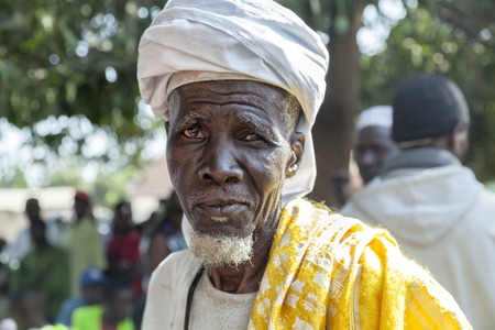 Gabu, Guinea-Bissau - April 13, 2014: Portrait of an African village chief heading to a council meetingのeditorial素材