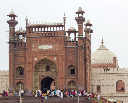 Lahore, Pakistan - April 27, 2013: Front entrance of historical Badshahi Mosque, the main attraction and pilgimage site in Pakistanのeditorial素材