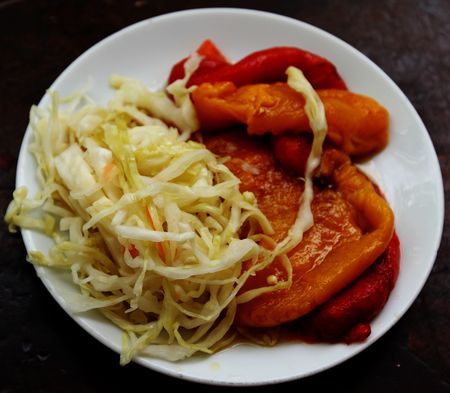 marinated red peppers and cabbage appetizerの写真素材