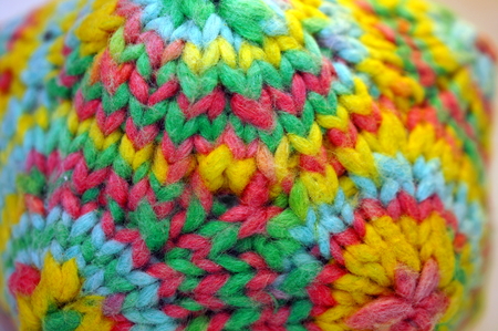 Coloful knitted yarn polygon math-toy (Macro detail)の写真素材