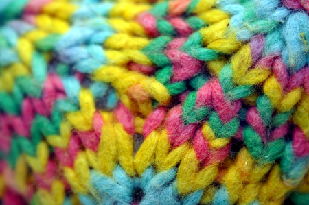 Coloful knitted yarn polygon figure (Macro detail)の写真素材