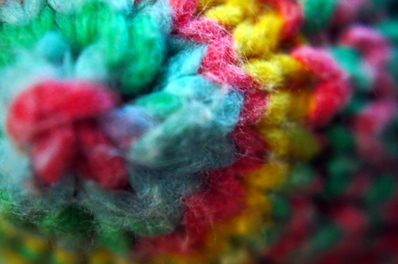 Coloful knitted yarn polygon figure (Macro detail)の写真素材