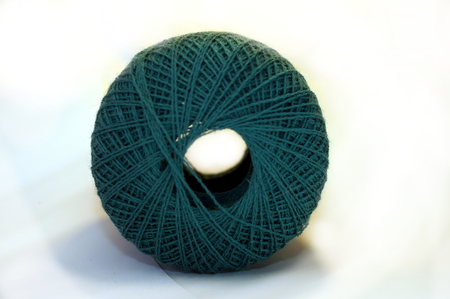 Fine merino yarn in teal colorの写真素材