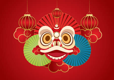 chinese chinese dragon and chinese chinese umbrella vector background designのイラスト素材