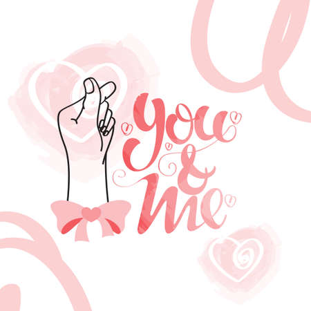Saranghae hand symbol greeting design as a you and me greetingのイラスト素材