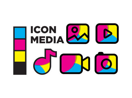 media icon design with CMYK colorのイラスト素材
