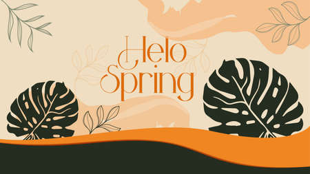 welcome spring and hello spring. watercolor background for greeting. desktop background, wedding invitation and welcomeのイラスト素材