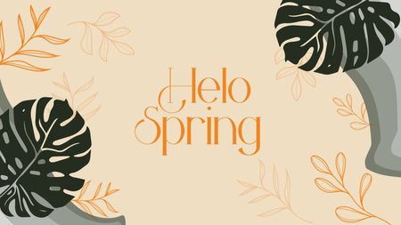 welcome spring and hello spring. watercolor background for greeting. desktop background, wedding invitation and welcomeのイラスト素材