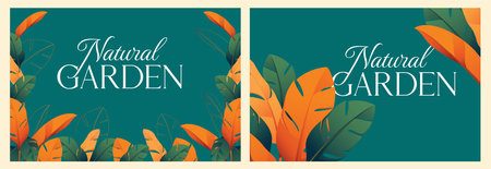 Tropical Heliconia Flower vector frame botanical background color vector designのイラスト素材