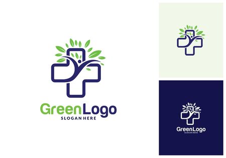 Health tree people logo and Icon Template, Green logo vectorのイラスト素材