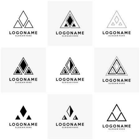 Set of AM Letter Logo Design with Creative Modern Trendy Typography and Black Colors.のイラスト素材