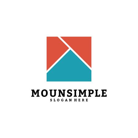 Simple mountain logo vector template design, mount in box, A-initial logo.のイラスト素材