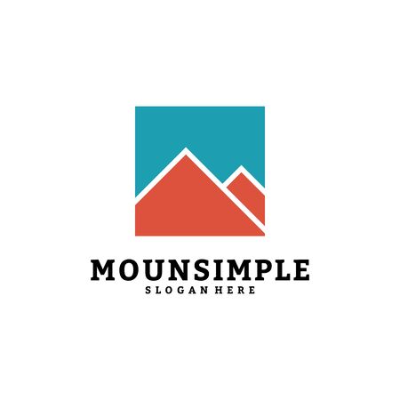 Simple mountain logo vector template design, mount in box, A-initial logo.のイラスト素材