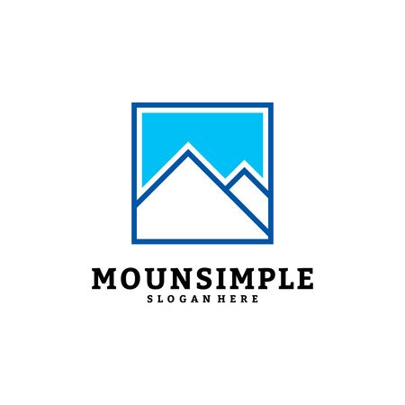 Simple mountain logo vector template design, mount in box, A-initial logo.のイラスト素材