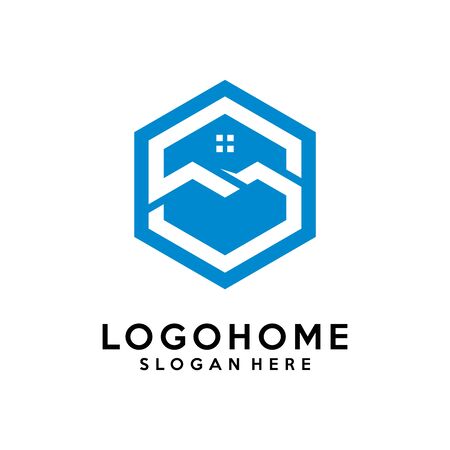 Hexagon letter S architecture logo design vector template, icon, symbolのイラスト素材