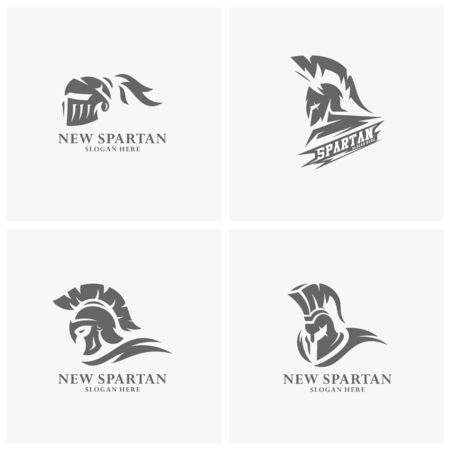 Set of Spartan warrior logo design vector illustration. Warriors sport team logo design.のイラスト素材