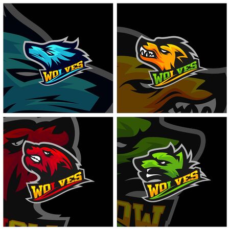 Modern professional Wolf logo for a sport team. Wolf logo vector illustration.のイラスト素材
