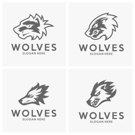 Modern professional Wolf logo for a sport team. Wolf logo vector illustration.のイラスト素材