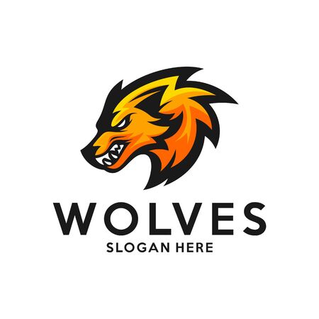 Modern professional Wolf logo for a sport team. Wolf logo vector illustration.のイラスト素材