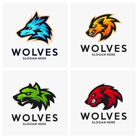 Modern professional Wolf logo for a sport team. Wolf logo vector illustration.のイラスト素材