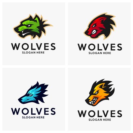 Modern professional Wolf logo for a sport team. Wolf logo vector illustration.のイラスト素材