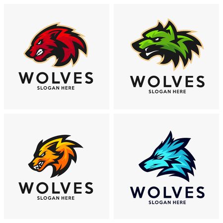 Modern professional Wolf logo for a sport team. Wolf logo vector illustration.のイラスト素材