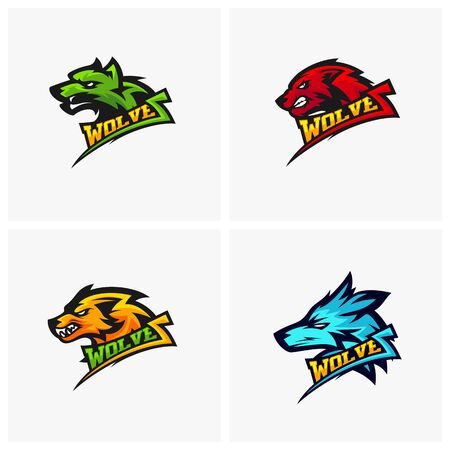 Modern professional Wolf logo for a sport team. Wolf logo vector illustration.のイラスト素材