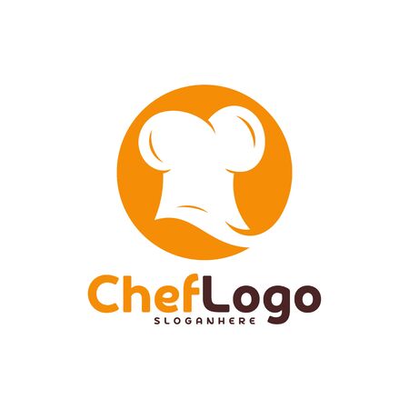 Chef Hat logo vector template. Chef emblem design. Food logo vector template.のイラスト素材