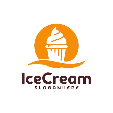 Ice Cream logo vector. Ice Cream emblem design. Food logo vector template.のイラスト素材