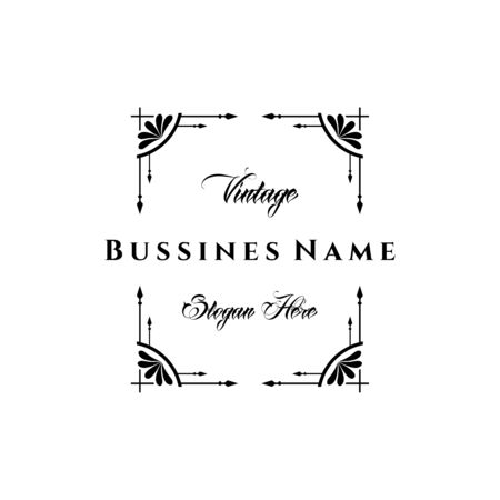 Elegant retro flourish decor. Retro Vintage Insignias or Logotypes. Vector design elements, business signs, logos, identity, labels, badges and objects.のイラスト素材