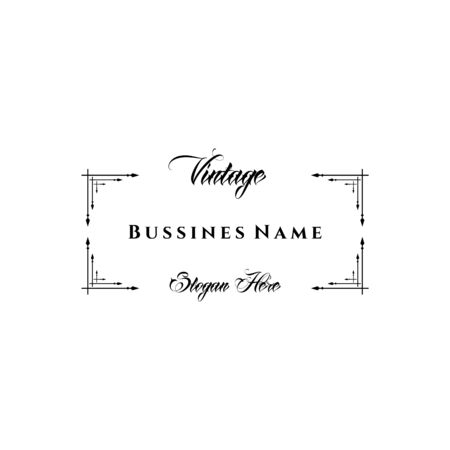 Elegant retro flourish decor. Retro Vintage Insignias or Logotypes. Vector design elements, business signs, logos, identity, labels, badges and objects.のイラスト素材