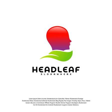 Nature Head science logo vector, Head intelligence logo designs concept vectorのイラスト素材