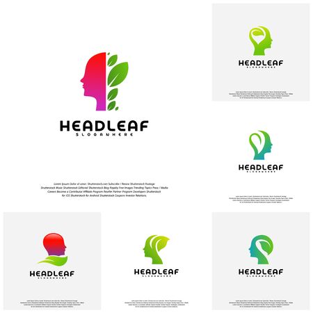 Collection Nature Head science logo vector, Head intelligence logo designs concept vectorのイラスト素材